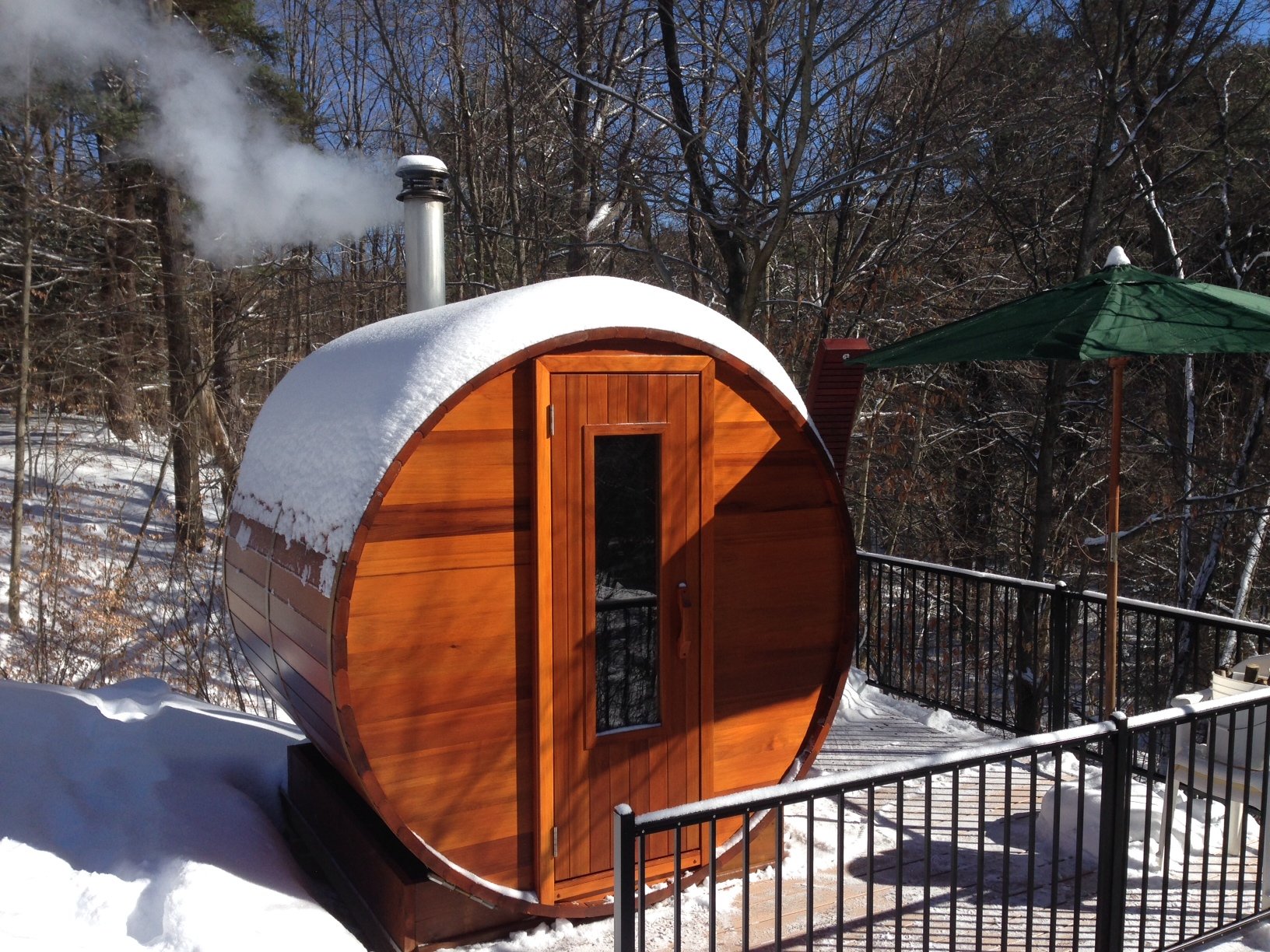 Barrel Sauna Kit - Outdoor Barrel Sauna Room 7' x 8' -Wood Fired Heater