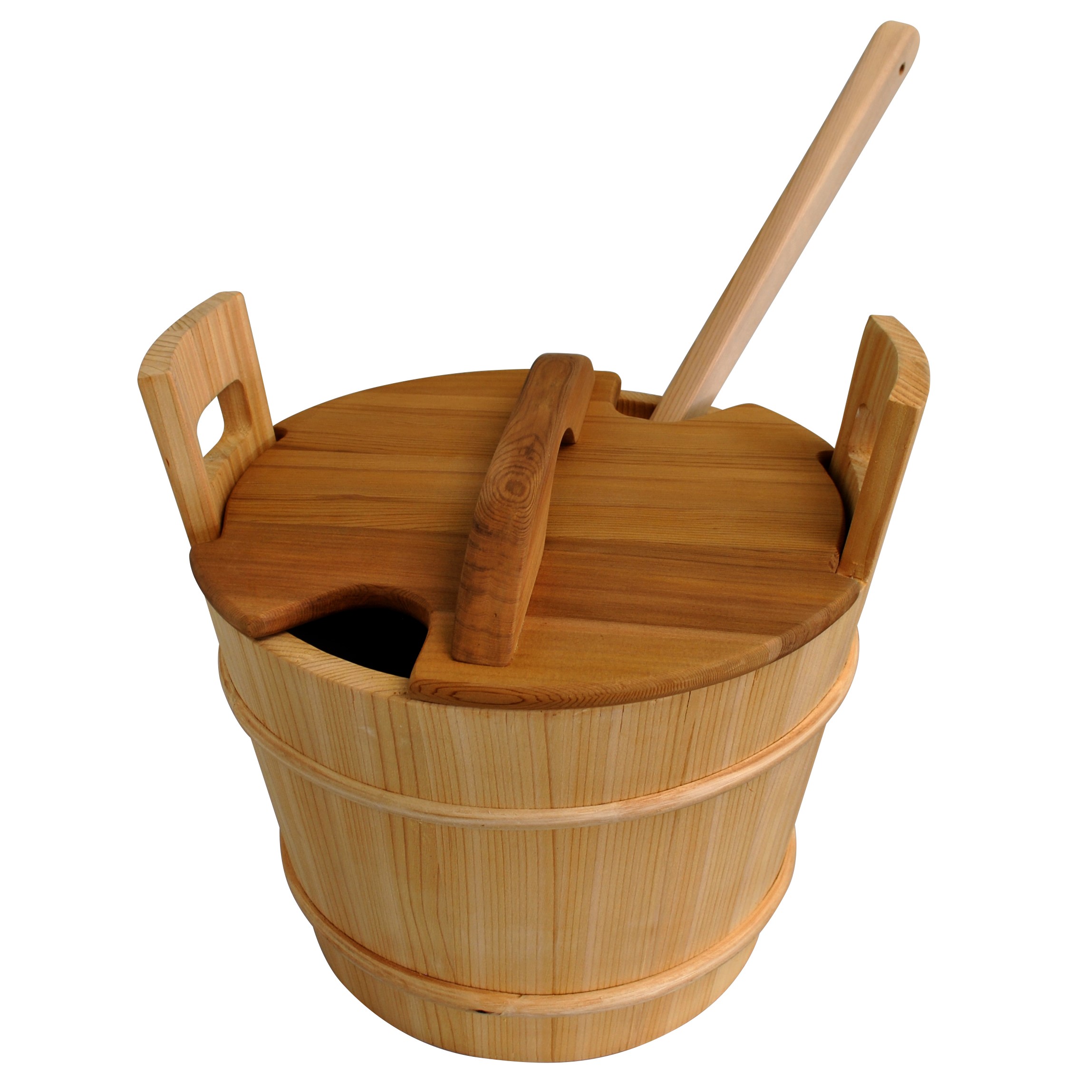 Cedar bucket with liner lid and ladle 18L