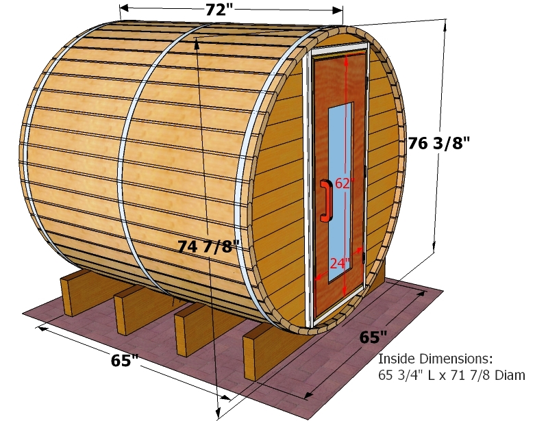 dimensions of 6 foot barrel sauna