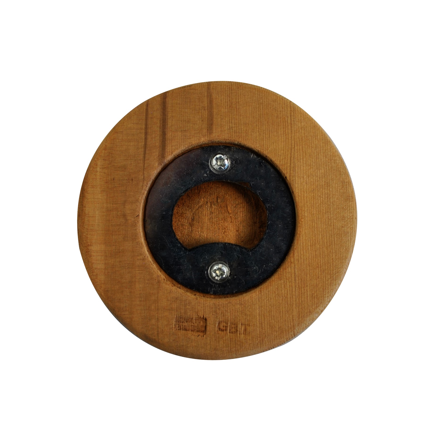 Sauna bottle opener/coaster cedar