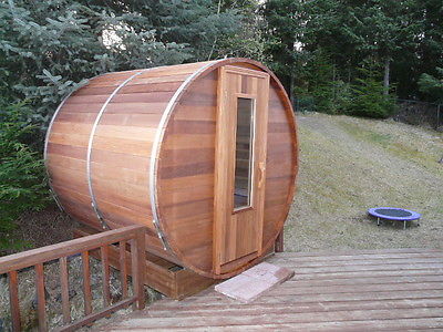 Barrel Sauna Kit - Outdoor Barrel Sauna Room 7' x 7' -Wood Fired Heater