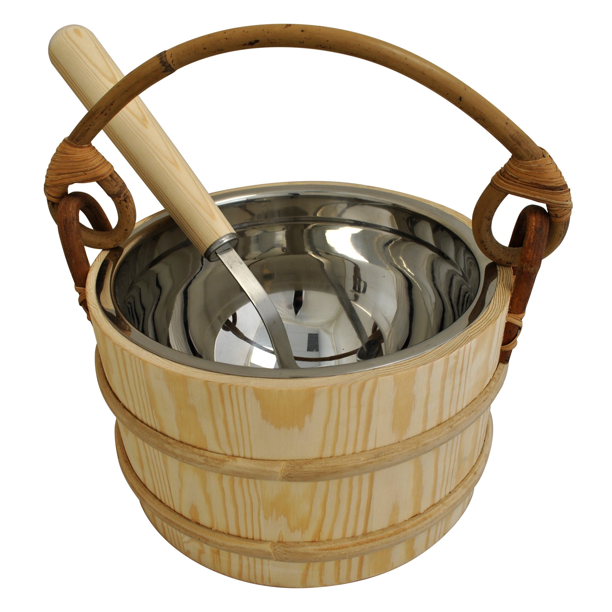 Pine Sauna Bucket with Stainless Steel Ladle & Liner