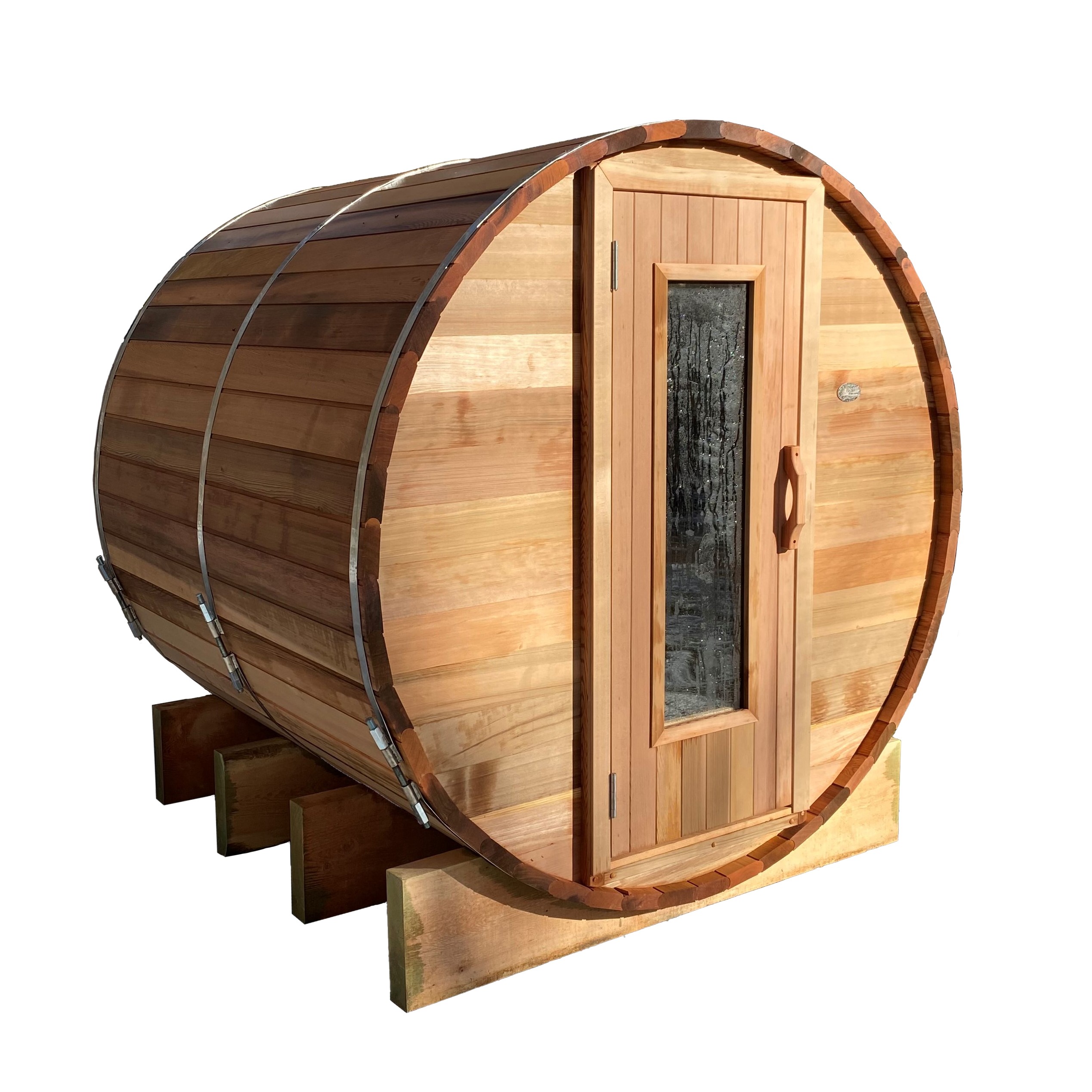 Barrel Sauna Kit - Outdoor Barrel Sauna Room 7' x 7' -Wood Fired Heater