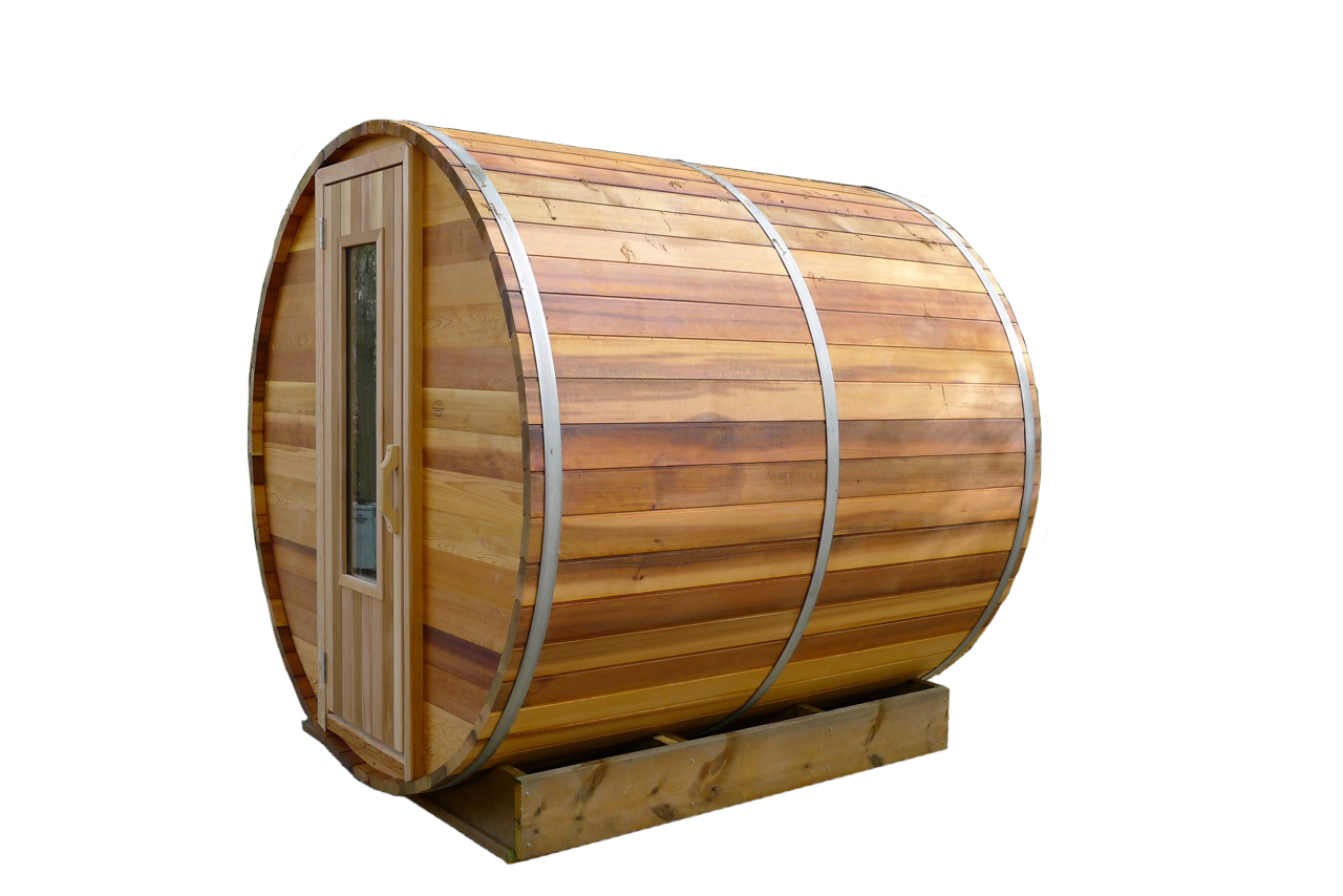 Barrel Sauna Kit - Outdoor Barrel Sauna Room 7' x 7' -Wood Fired Heater