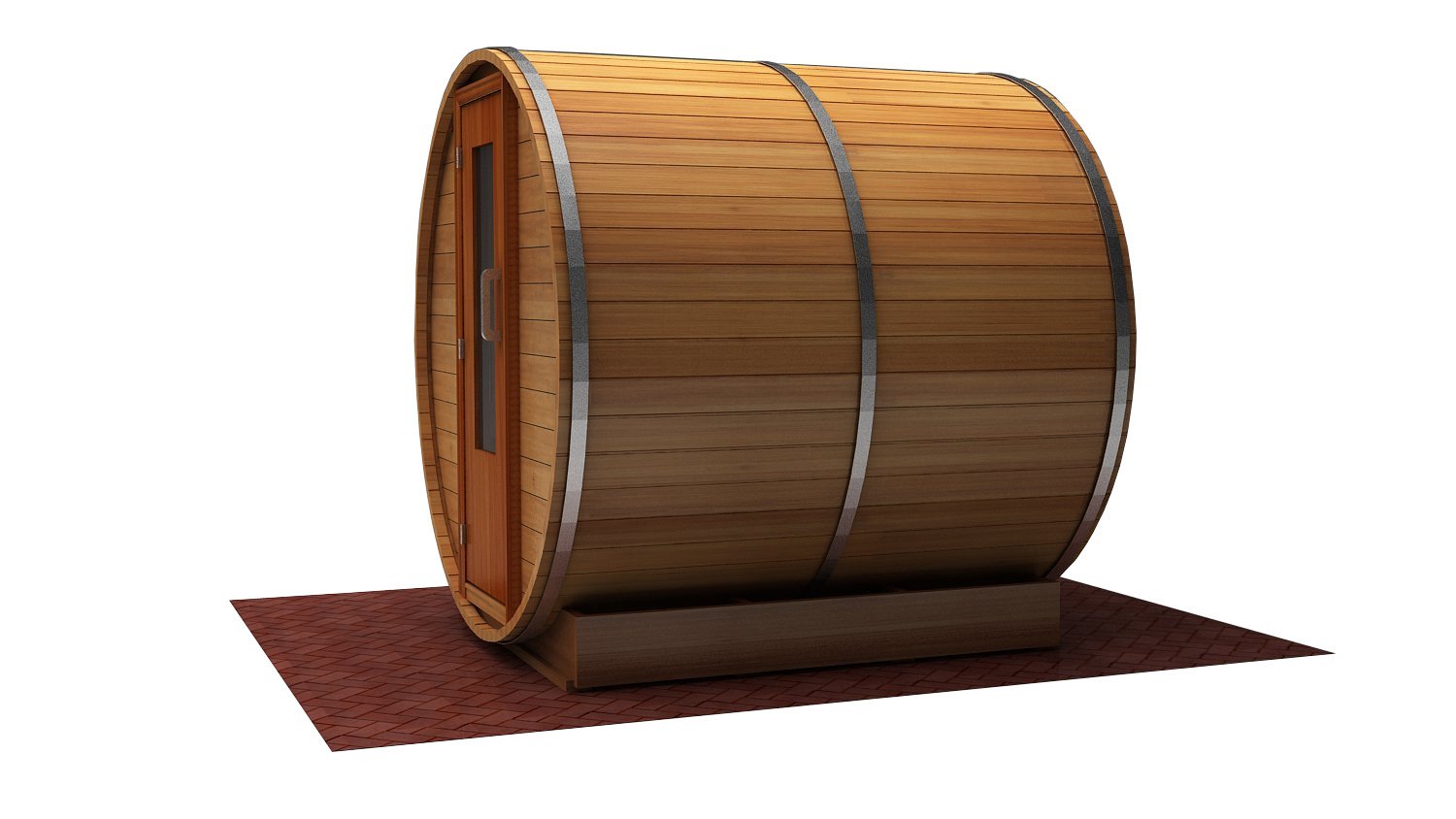 Barrel Sauna Kit - Outdoor Barrel Sauna Room 7\' x 12\' - Electric Heater with Change Room