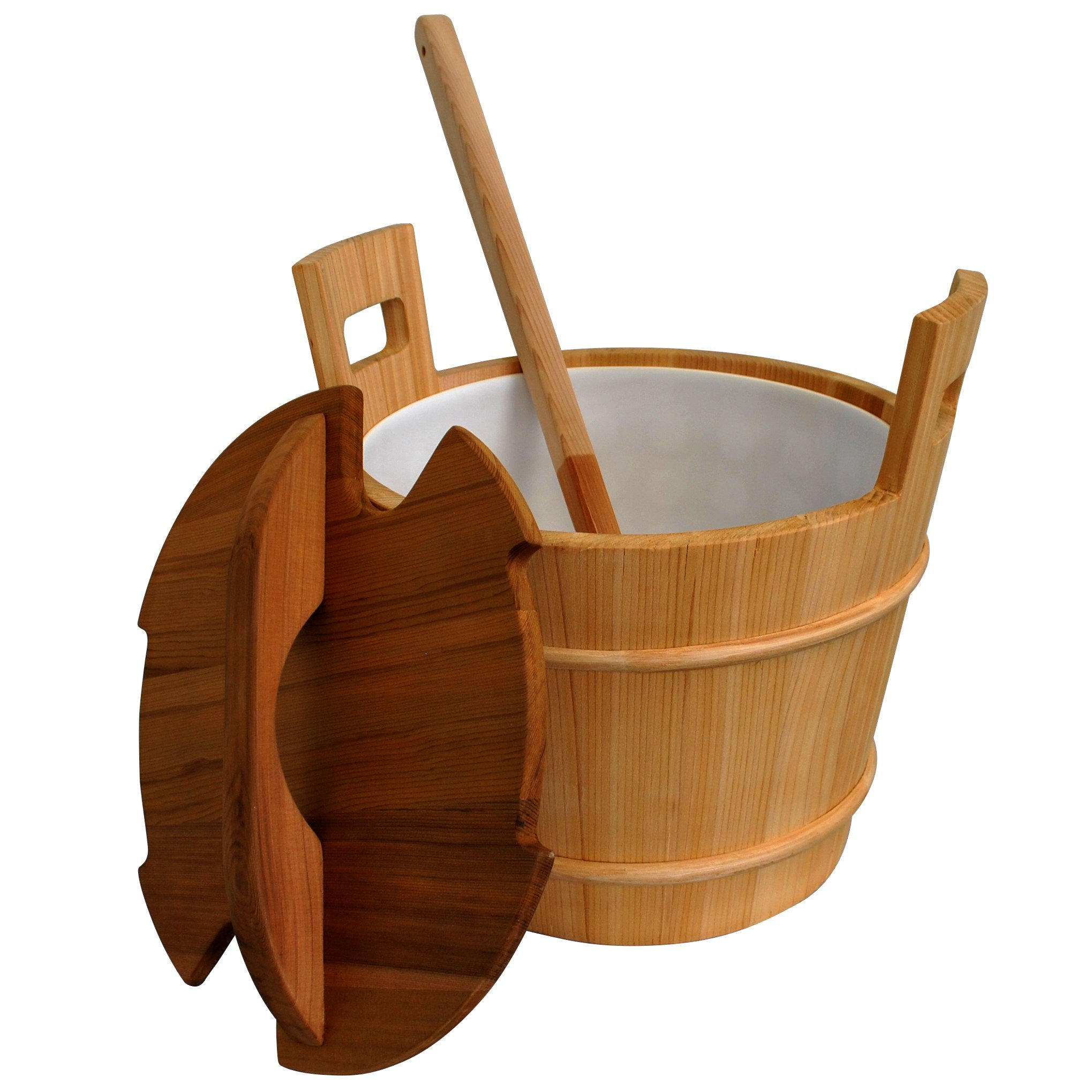 Cedar Sauna Bucket with Liner, Lid, and Ladle - 18L