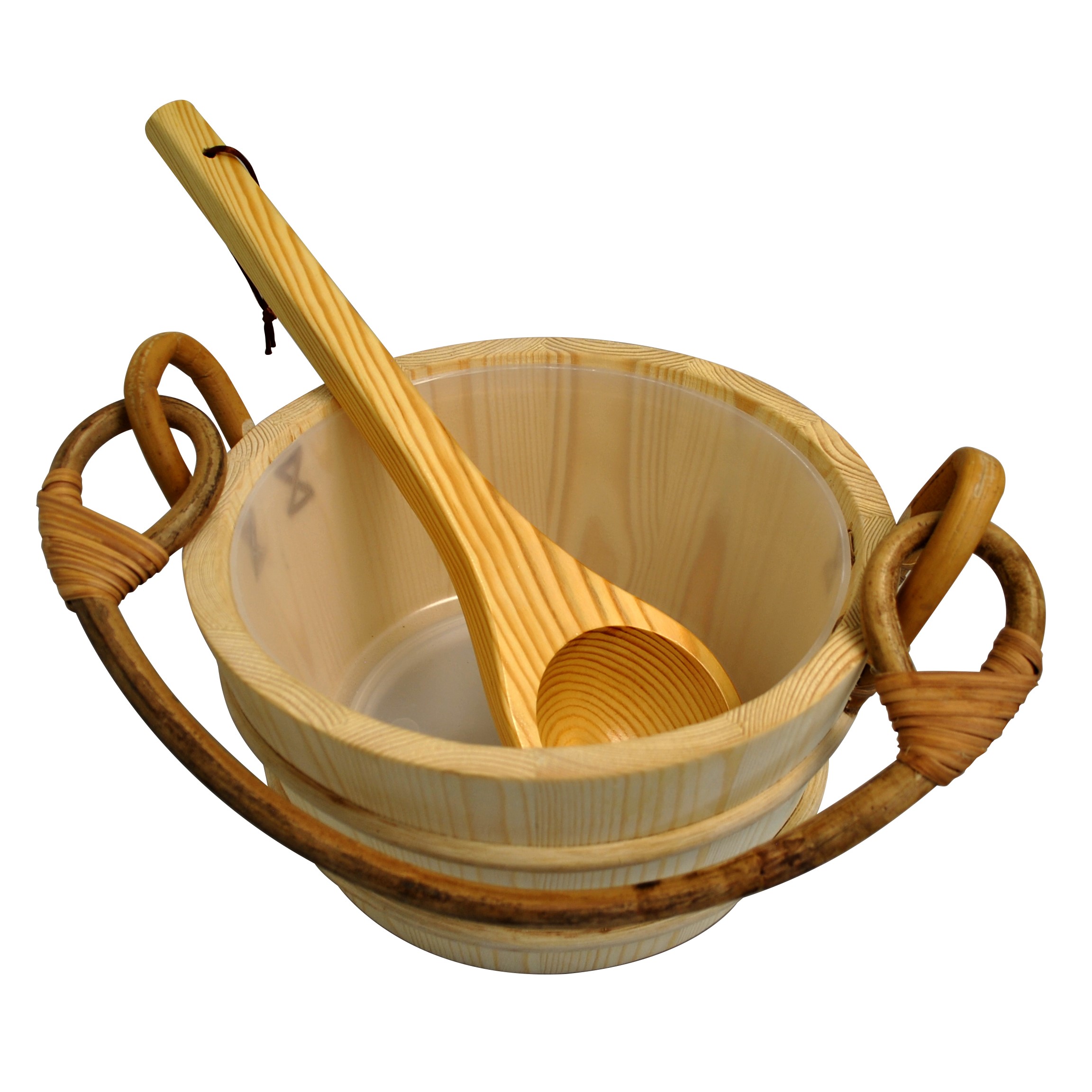 Pine Sauna Bucket with Scoop Ladle & Liner