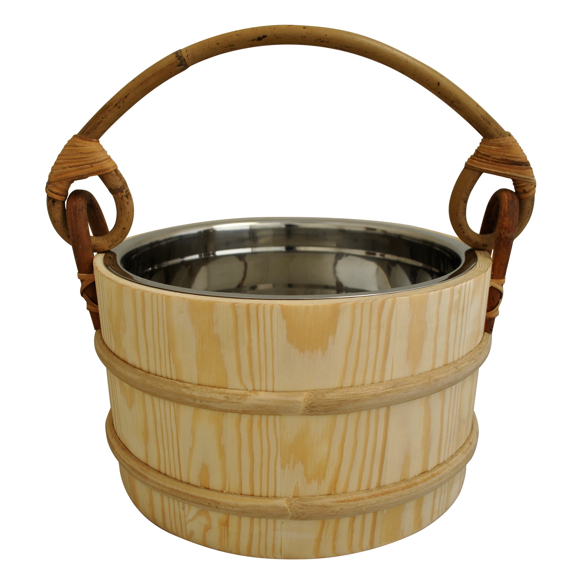 Sauna Bucket Ladle Set, Leakproof Steam Bath Wooden With Plastic Liner For SPA Swimming Pool, 4L
